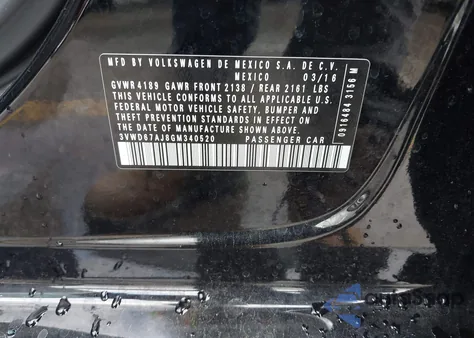 2016 Volkswagen Jetta 1.4T Se из США, поврежденный, VIN 3VWD67AJ8GM340520